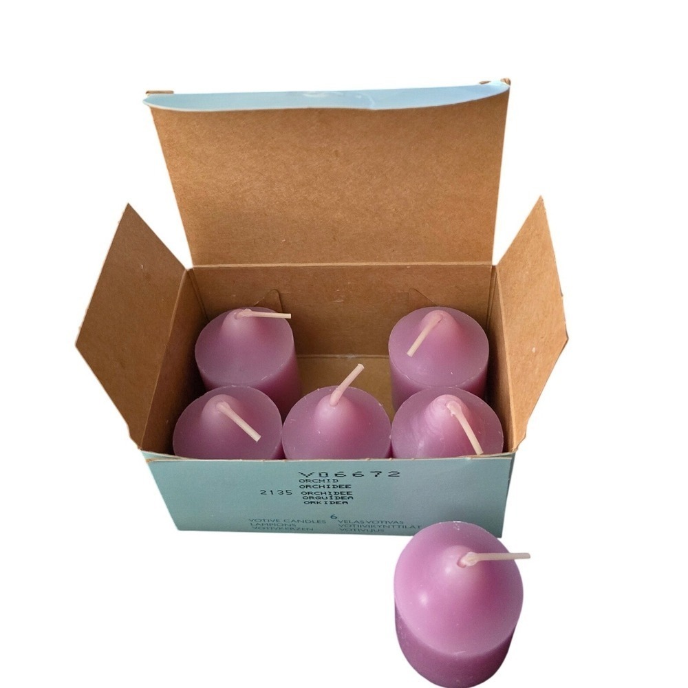 PartyLite Orchid Votive Candles Purple Scented 6 Pack V06672 2135 Made in USA